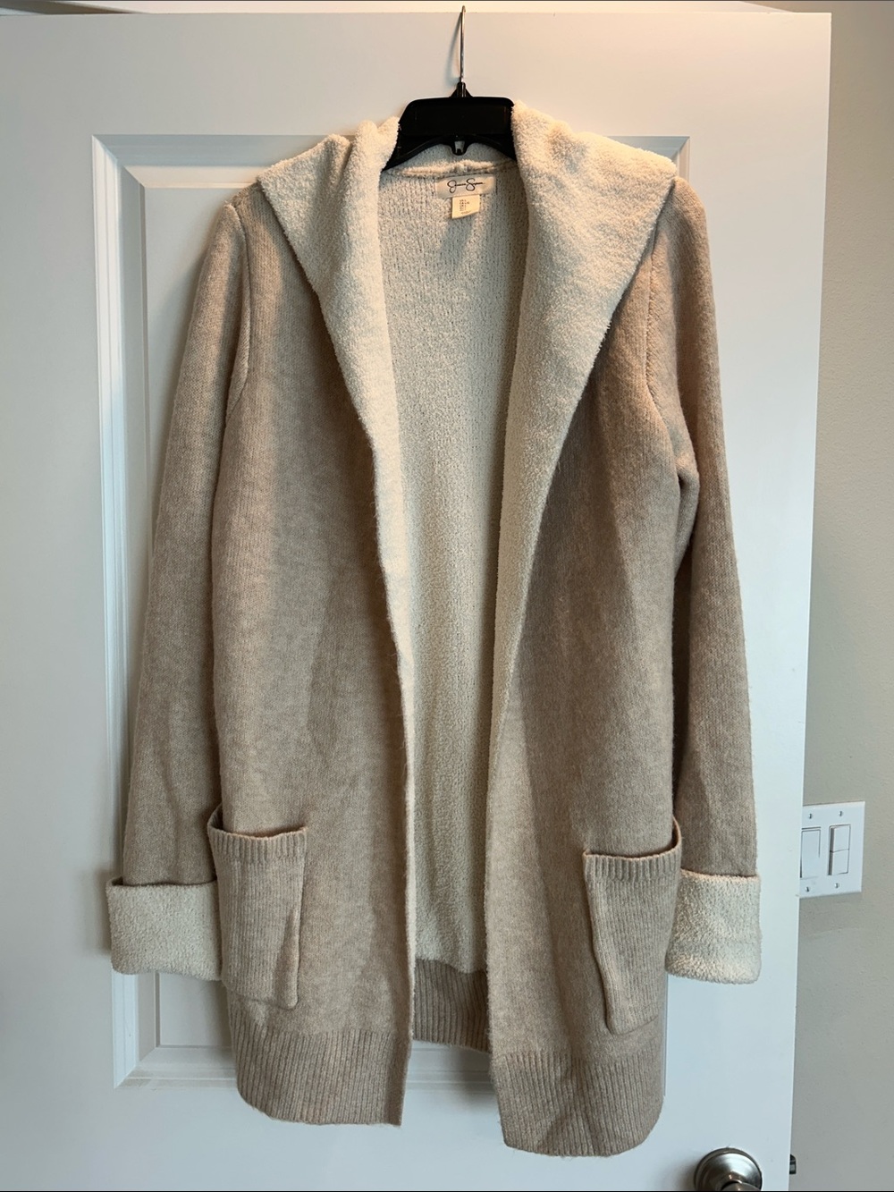 Cozy Open-Front Cardigan Jacket - Beige/Cream